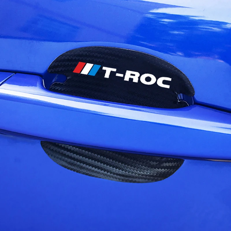 

4 Pcs Car Handle Protection car sticker Carbon Fiber leather Door Handle Adhesive for Volkswagen VW T-ROC r-line accessories