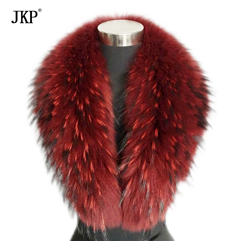JKP 2019 натуральный меховой воротник из енота 100% шарф шерсти животных для женщин