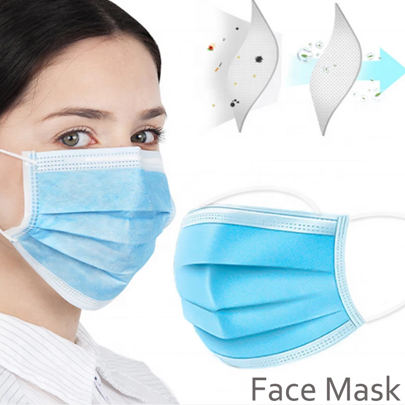 

Fast Shipping Masque Anti Virus 3ply Disposable Nonwoven Face Mouth Mask Protective Dustproof Respirator Medical Surgical Masks