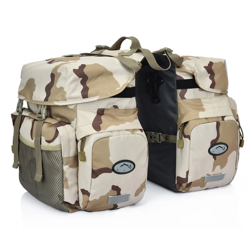 

50L Wear Resistant Storage Bicycle Bag Rear Rack Pannier Carrying Back Seat Cycling 2 In 1 Luggage Night Reflective Retro Bike