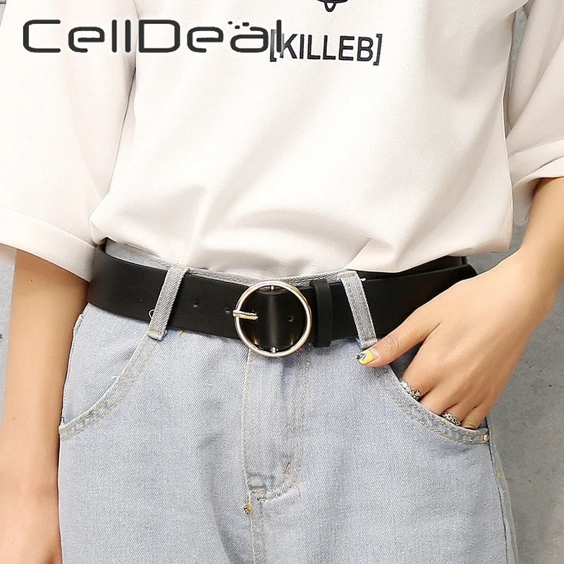 1 шт. круглый металлический ремень с пряжкой пояс из полиуретановой кожи для