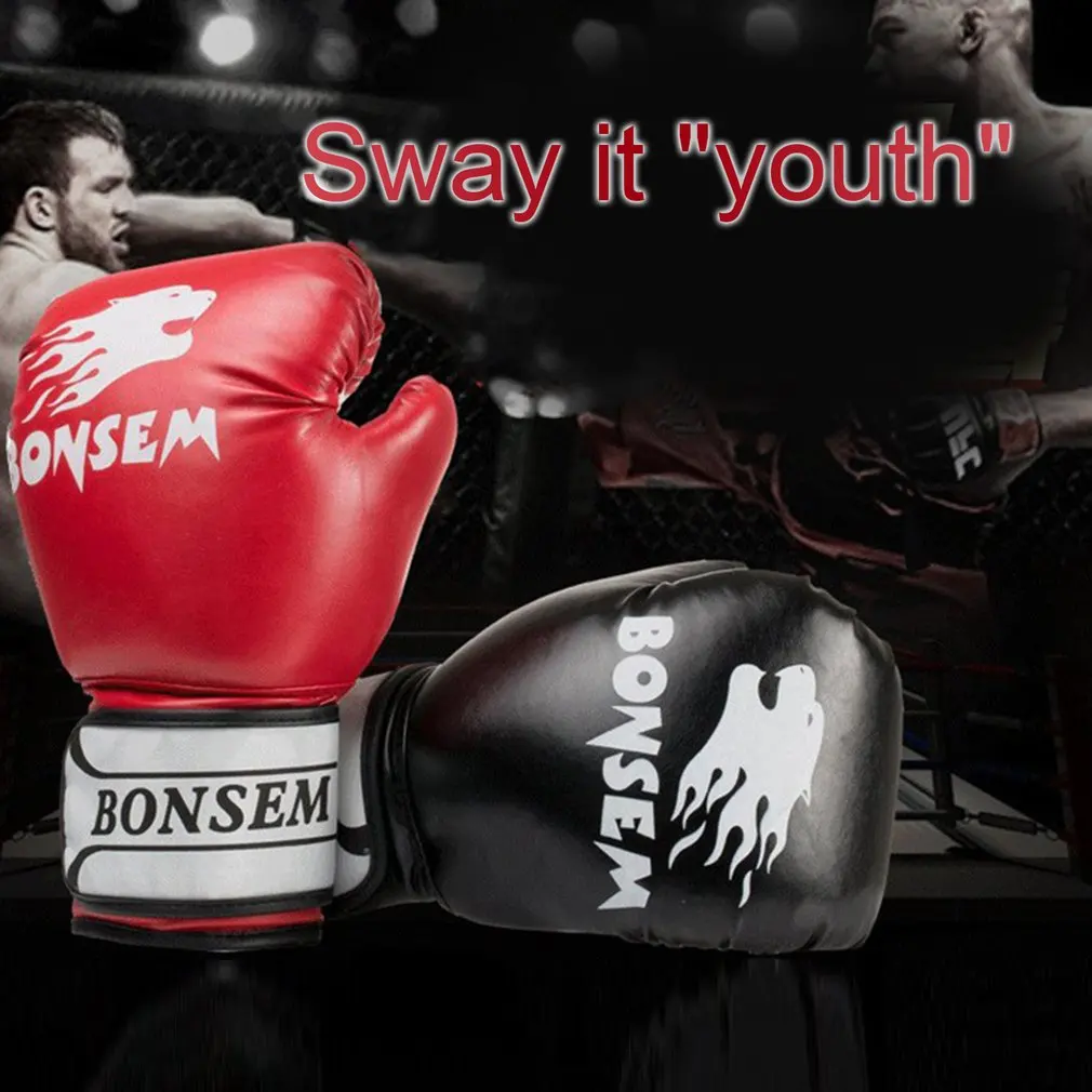 1 Pair Breathable MMA Boxing Gloves Solid Color Full Finger for Adult
