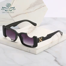D & t 2021 nova moda retângulo óculos de sol feminino designer marca distintiva incompleta estilo gradientes lente pc frame uv400