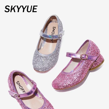 

Spring Kids Princess Shoes Children Glitter Dance Shoes Baby Girls Silver Heels Party Brand Shoes Fashion Party Mary Jane 2020