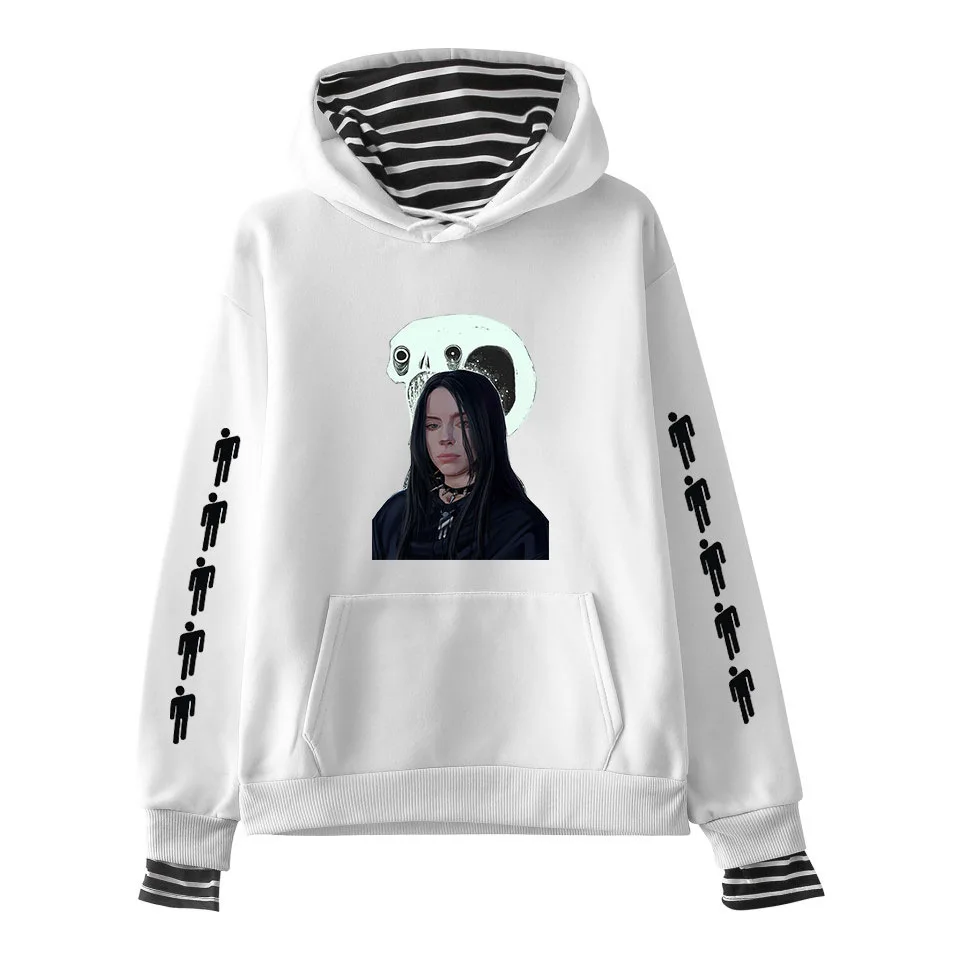 Billie Eilish худи с принтом унисекс, толстовки с длинными рукавами, пуловеры, модные толстовки с капюшоном, топы в стиле хип-хоп, полосатая уличная одежда - Цвет: style 3 - white