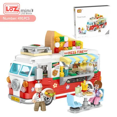 LOZ Mini Blocks City Series Street view 491pcs+ FOOD truck fruit/icecream shop learning  Assemble Toys  1739 1