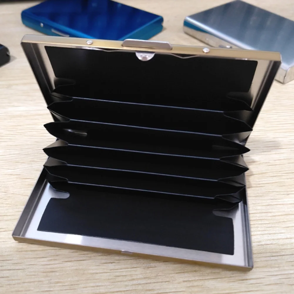 

Anti-theft Business Case Women Men Protector Gift Multifunction Black RFID Blocking Travel Stainless Steel Wallet Card Holder