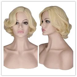 SuQ Women Short Bob Curly Wig Synthetic Natural Women Cosplay Heat Resistant Daily Blonde Hair Wigs