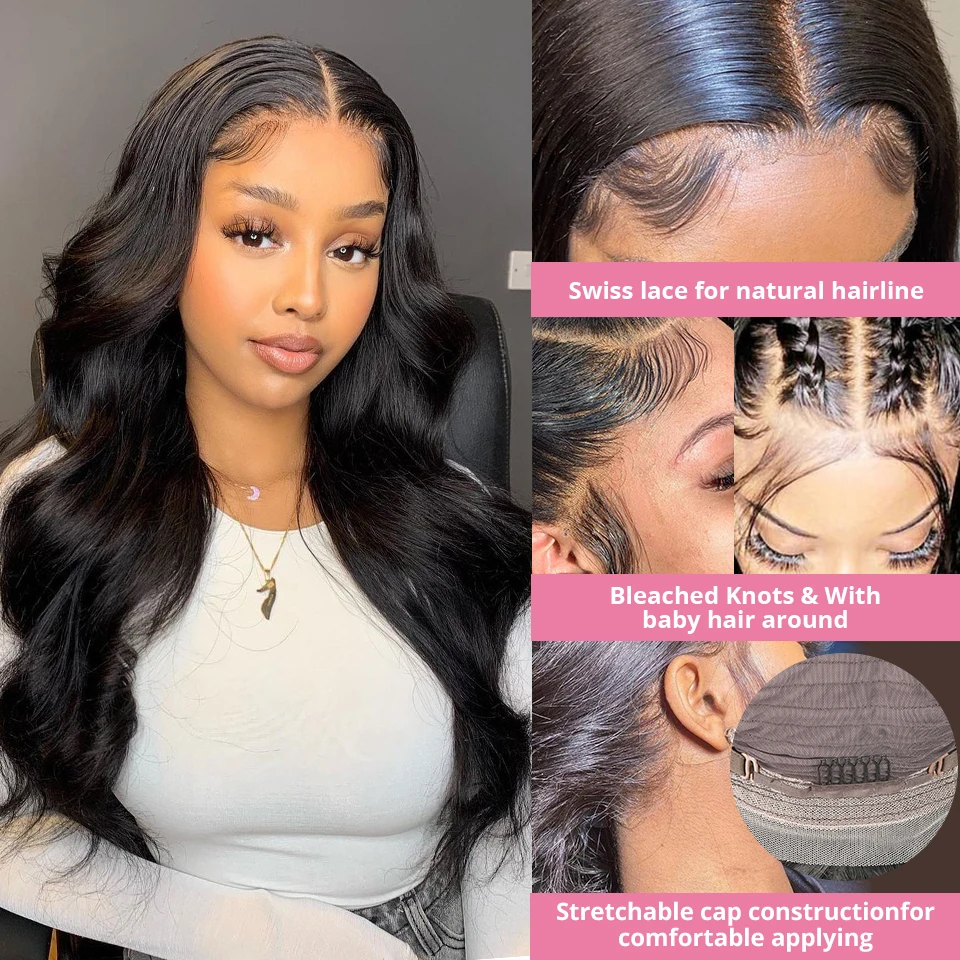 HD Transparent Body Wave Lace Front Human Hair Wigs For Black Women 4x4 13x4 Lace Frontal Closure Wig Pre Plucked With Baby Hair