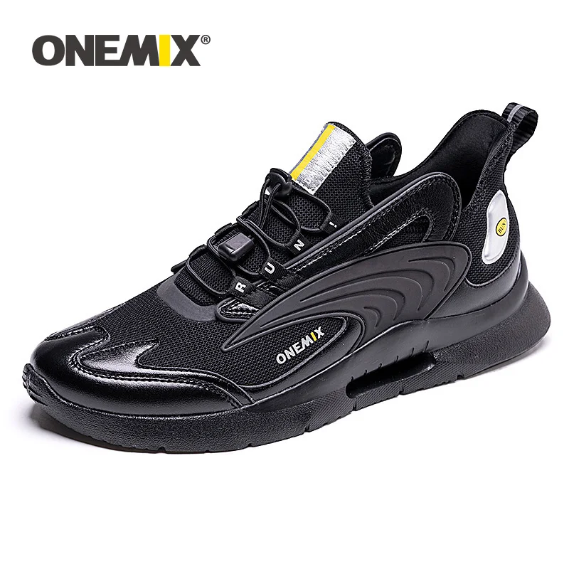 ONEMIX 3D модные повседневные кроссовки, мужские дышащие кроссовки с подушками, мужские кроссовки для бега, бега, ходьбы, баскетбола, спортивная обувь - Цвет: Black