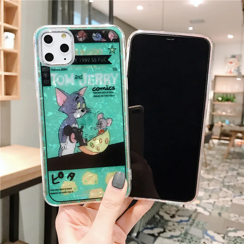 Cute Cartoon Tom Jerry Shell Phone Cover Case For iphone 11 Pro MAX 6 6s 7 8 Plus X XS XR MAX Cartoon cat mouse Back Coque