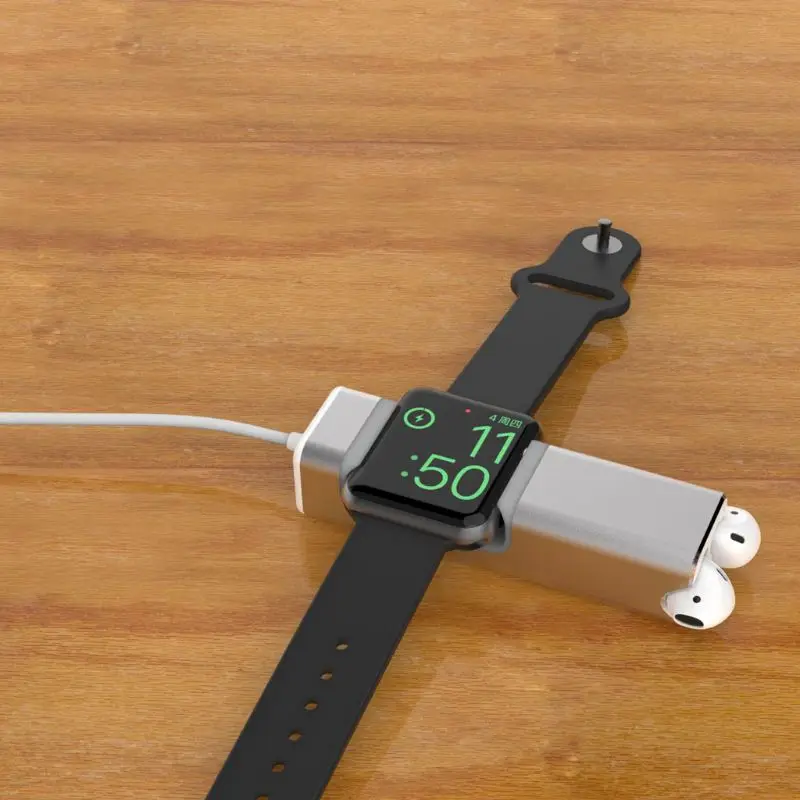 Алюминиевый 2в1 USB зарядное устройство зарядный адаптер док-станция держатель Подставка для Airpods 1/2 для Apple Watch Series 1/2/3/4