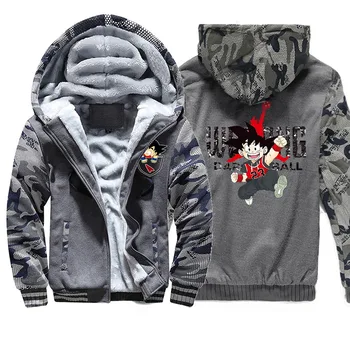 

Japan Anime Dragon Ball Cartoon Hoody 2019 Winter Coat Thick Camouflage Raglan Mens Hoodies Warm Clothing Hip Hop Sweatshirts