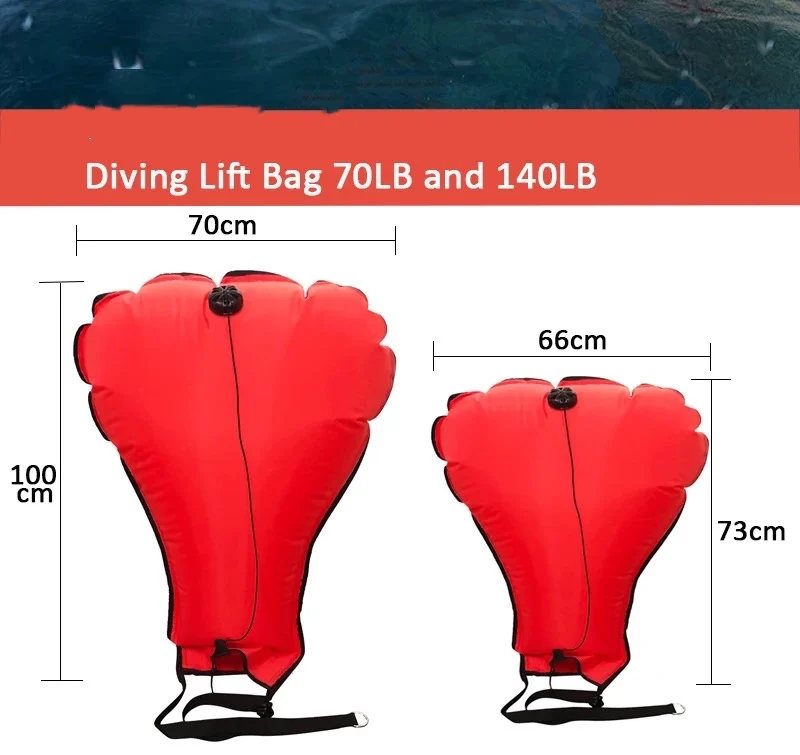 Dive Scuba High Visibility Lift Bag 70lb140lb Open Bottom Dump Valve Includes 150ft Thumb Stop ABS Reel Diving Accessories SET