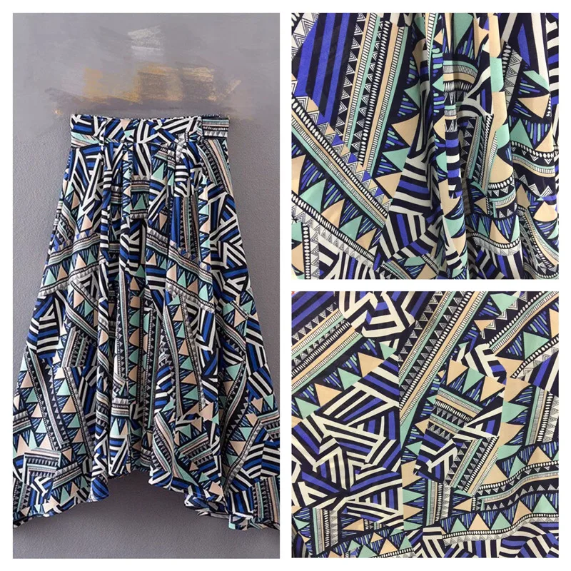 Геометрический узор Милан пеньковая набивная ткань утолщенный шифон Однослойная непроницаемая шифоновая ткань рубашка высокого класса аксессуары