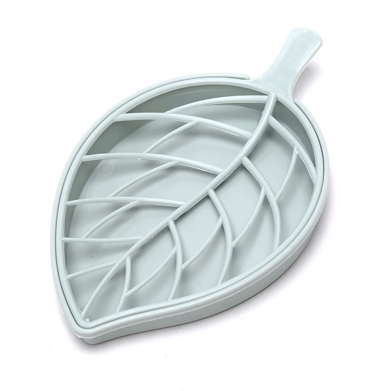 Синий Leaf shape soap holder Non slip soap box Toilet shower tray draining rack bathroom gadgets soap dish soap tray holder 3 color - Цвет: Синий