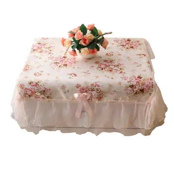 

2x Dust-proof Rectangular Table Cover Decoration Pink Flower Lace Table Cloths Table Covers