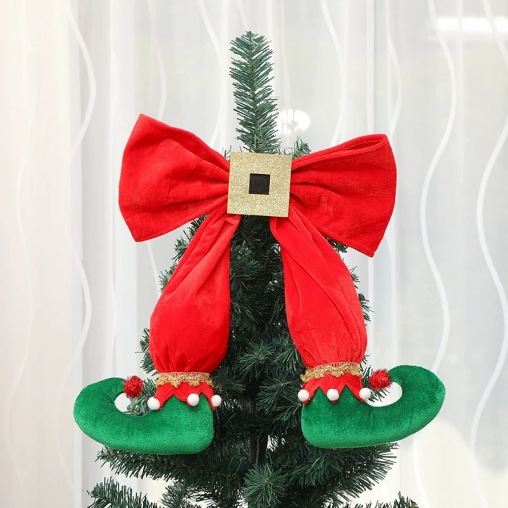 Besegad Christmas Elf Bowknot Boots Hanging Pendant Christmas Tree Topper Decoration Elf Legs Hanging Ornament Xmas Decor Toy