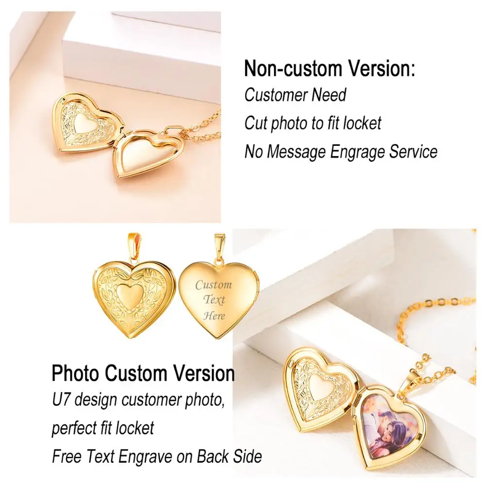 Индивидуальное ожерелье U7 для женщин и девушек кулон в форме сердца с