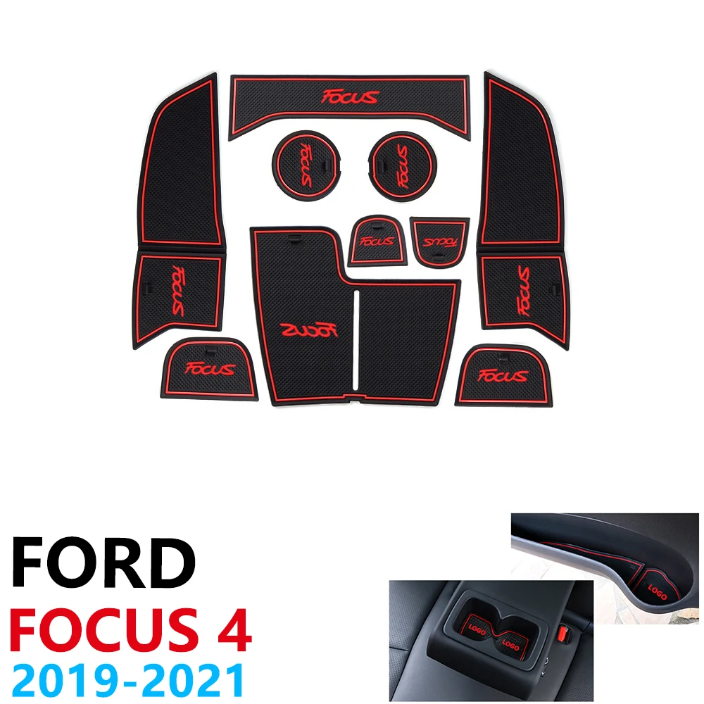 

Anti-Slip Rubber Cup Cushion Door Groove Mat for Ford Focus 4 IV MK4 2019 2020 2021 ST RS Accessories Car Stickers mat for phone