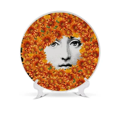 Тарелка богини розы Lina Cavalieri, цветочное блюдо, керамическая круглая тарелка для украшения дома, человеческое лицо, Бабочка, подвесная тарелка - Цвет: N17