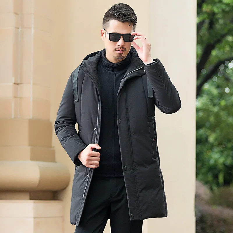 

Winter Men Lian Cap Down Jacket Middle Age Leisure Thicken Long Money Down Jacket Men's Wear Coat