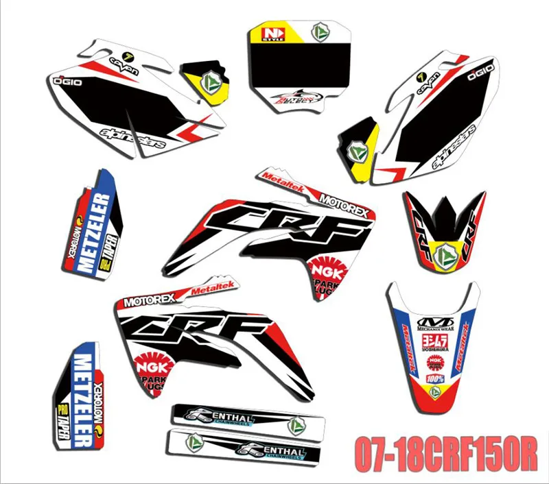 Для HONDA CRF150R 2007- полный комплект мотоцикл настраиваемый номер команда наклейки с рисунком фоны наклейка на обтекатель комплект