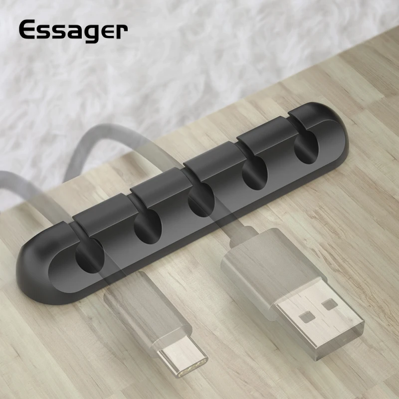 Essager Кабельный органайзер USB держатель для кабеля мышь наушники зарядное устройство для наушников шнур протектор стол зажим для намотки кабель для IPhone