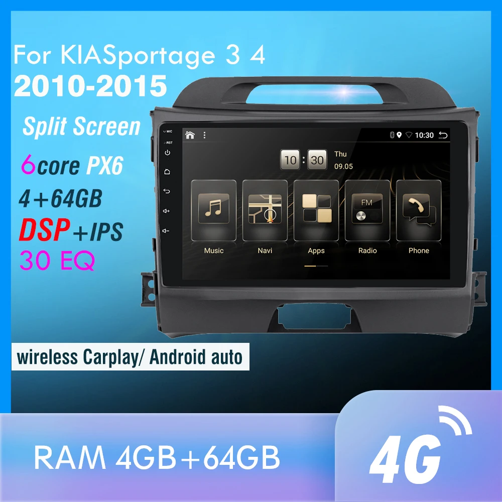 PX6 Android 10 Car Multimedia Player For KIASportage 3 4 2010-15 Carplay Radio Auto Navigation GPS 4G For KIA Sportage 1 2 sedan