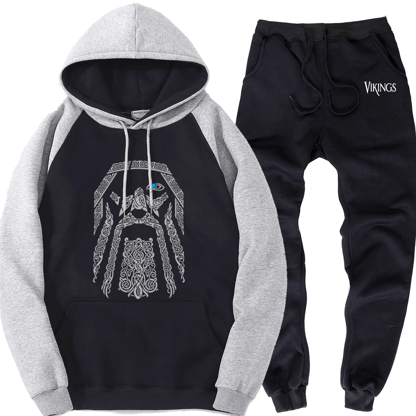 Мужской комплект из флиса с рукавом реглан Odin Vikings, брендовая одежда, теплая толстовка с капюшоном, спортивные штаны, мужские спортивные костюмы, повседневный уличный спортивный костюм, комплекты из двух предметов