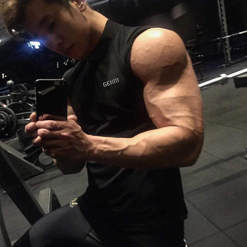 남성용 하이 칼라 민소매 피트니스 의류 보디 빌딩 근육 언더 셔츠 체육관 러닝 싱글 스포츠 캐주얼 탱크 탑 남성 조끼