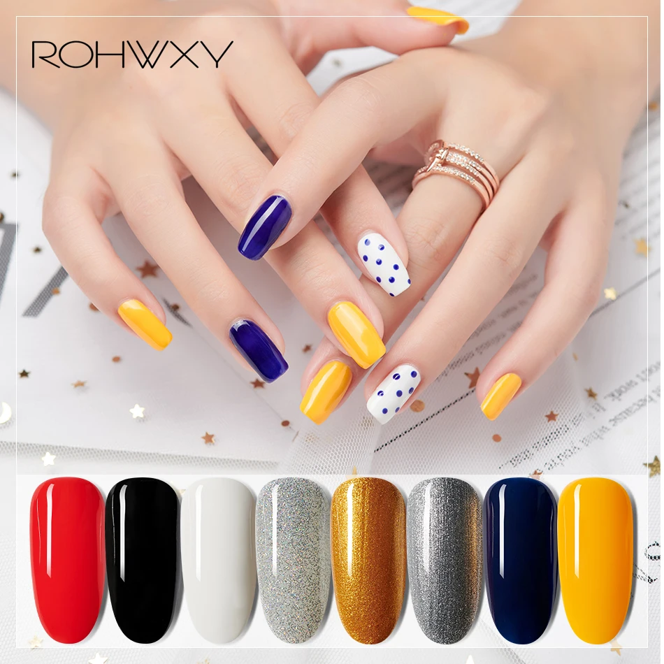 ROHWXY 15ml Gel Nail Polish Glitter Sequins LED UV Gel Varnish Nail Art Varnish Soak Off Gel Lacque