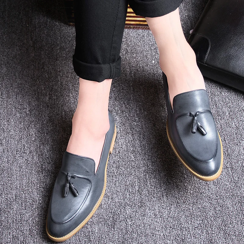 Herenschoenen zapatos charol hombre обувь на плоской подошве комфортная Мужская sapatos sociais masculinos Водонепроницаемые кожаные лоферы с кисточками
