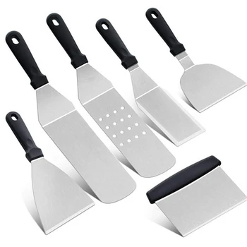 

Griddle Spatula Portable Scraper Stainless Steel Grilling Accessories Cooking Outdoor Camping Barbecue Tool Set Heat Resistant