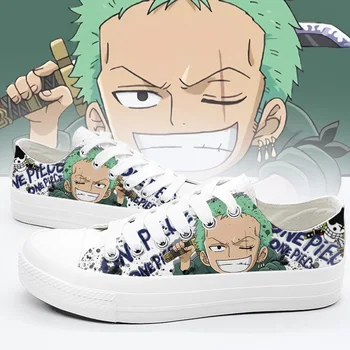 

Unisex Anime ONE PIECE Roronoa Zoro Casual Low Flat Canvas Shoes Preppy Student plimsolls duck shoes Sneakers