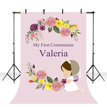 

Backdrop Girl First Communion theme Photography Backgrounds Customized Birthday Party Photocall Photo Background