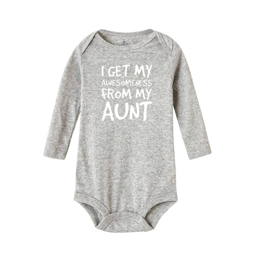 Детские боди с милым принтом «I Get My Awesomeness», с длинными рукавами, Ropa Babe, Зимние Боди, комбинезон для малышей - Цвет: RF06-LRPGY-
