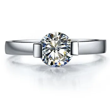 

Test Positive Sterling Silver Jewelry Ring Lovely Girl 925 1CT Moissanite Diamond Ring Solitaire Engagement Jewelry for Women