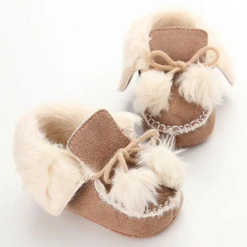 Зимние ботиночки для новорожденного мягкий подошва; теплые ботинки для маленьких мальчиков и девочек; обувь для кроватки; Размеры 0-18 м