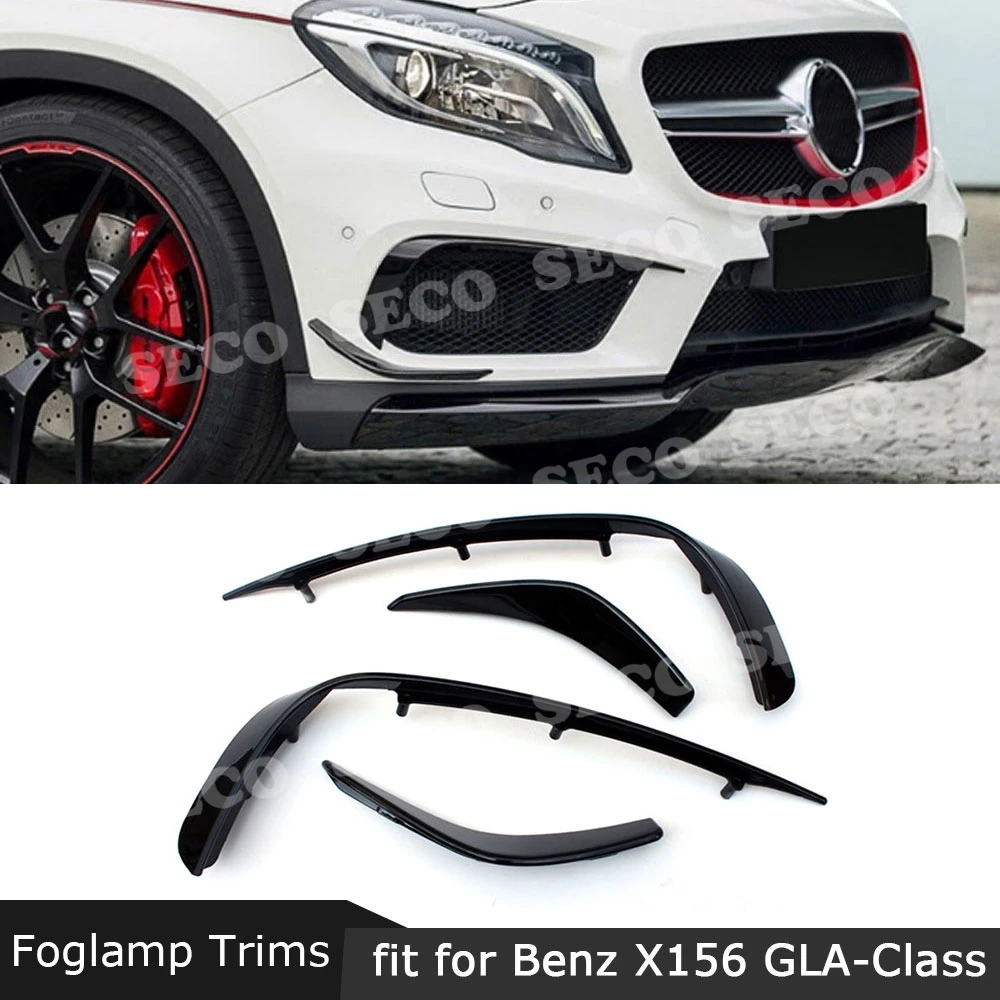

for Benz GLA Class X156 GLA200 GLA260 GLA45 2014-2017 Front Bumper Air Vent Fin Canards Trim Carbon Fiber / ABS Foglamp Strips