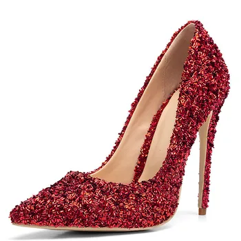 

YECHNE Gold Woman High heels Shoes Sexy Plus Size 33 43 Punch Shoes Black Blue Green Party Stiletto Sexy Pumps