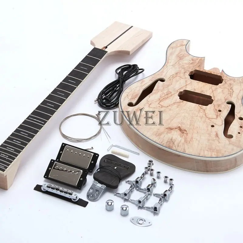 Top Quality C-Languedoc Hollow body Electric Guitar Kits Spilted Maple