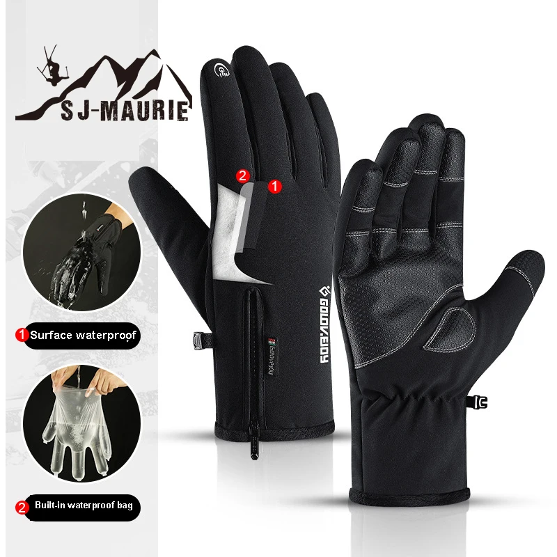 Winter Mittens Touched Screen Fishing Gloves Waterproof Men Women Windproof Bicycle Anti Slip Thick Warm Ski Cycling Gloves