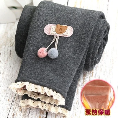 Winter Girls Leggings Fleece Kids Winter Pants Thicken Baby Legging Pants Cartoon Winter Cashmere Thermal Children Skinny Pant - Цвет: as picture
