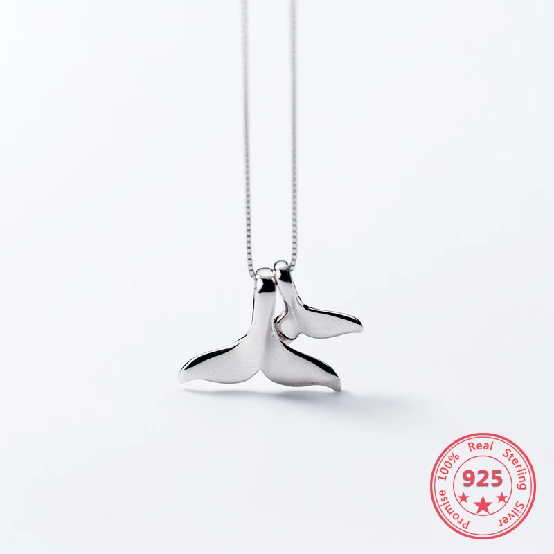 Модное подлинное серебро 925 пробы милое ожерелье с рыбьим хвостом ювелирные