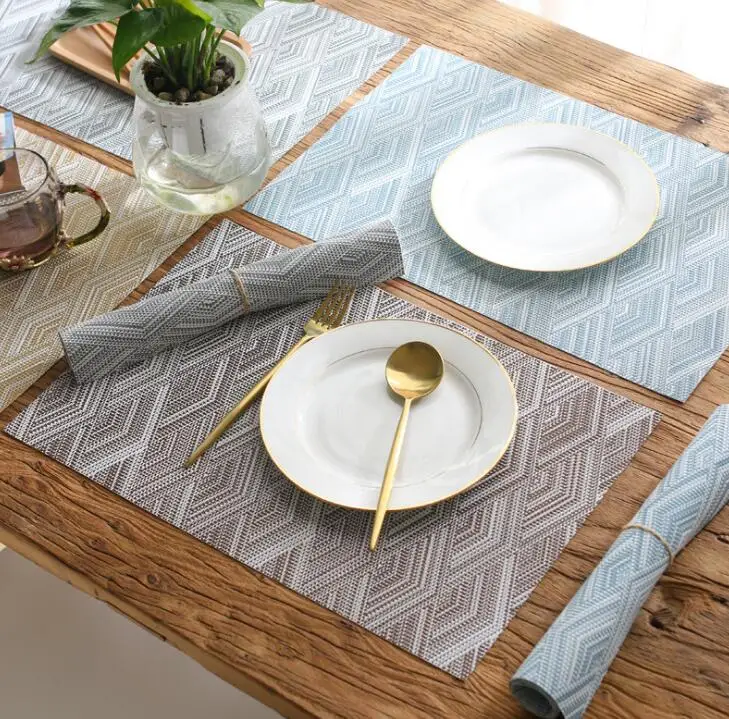 PVC Placemat Geometric Non-slip Pads Dinner Table Mat Mug Coffee Plate Cup Coaster Kitchen Table Decoration Accessories