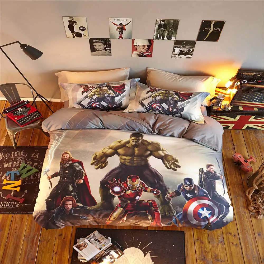 Комплект постельного белья Marvel для мальчиков, украшение для дома, одеяло, покрывало, полностью покрывало, простыня, 4 шт.,, акция - Цвет: MAV916