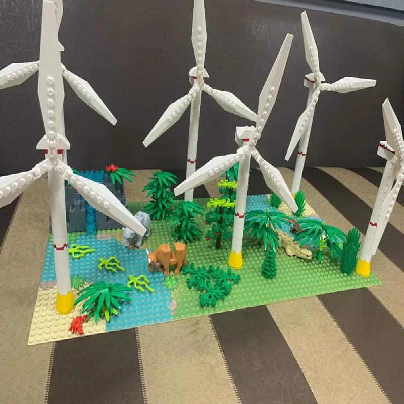 Конструктор MOC детский маленький конструктор ветряная мельница генератор