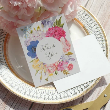 

new 50pcs Mini purple pink yellow blue flower thank you card as Scrapbooking wedding party invitation DIY Decor gift party card