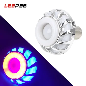 

LEEPEE Motorcycle LED Brake Tail Light Colorful Lights Angel Eye Flashing Tail Light DC12V ABS Moto Daytime Running Signal Light